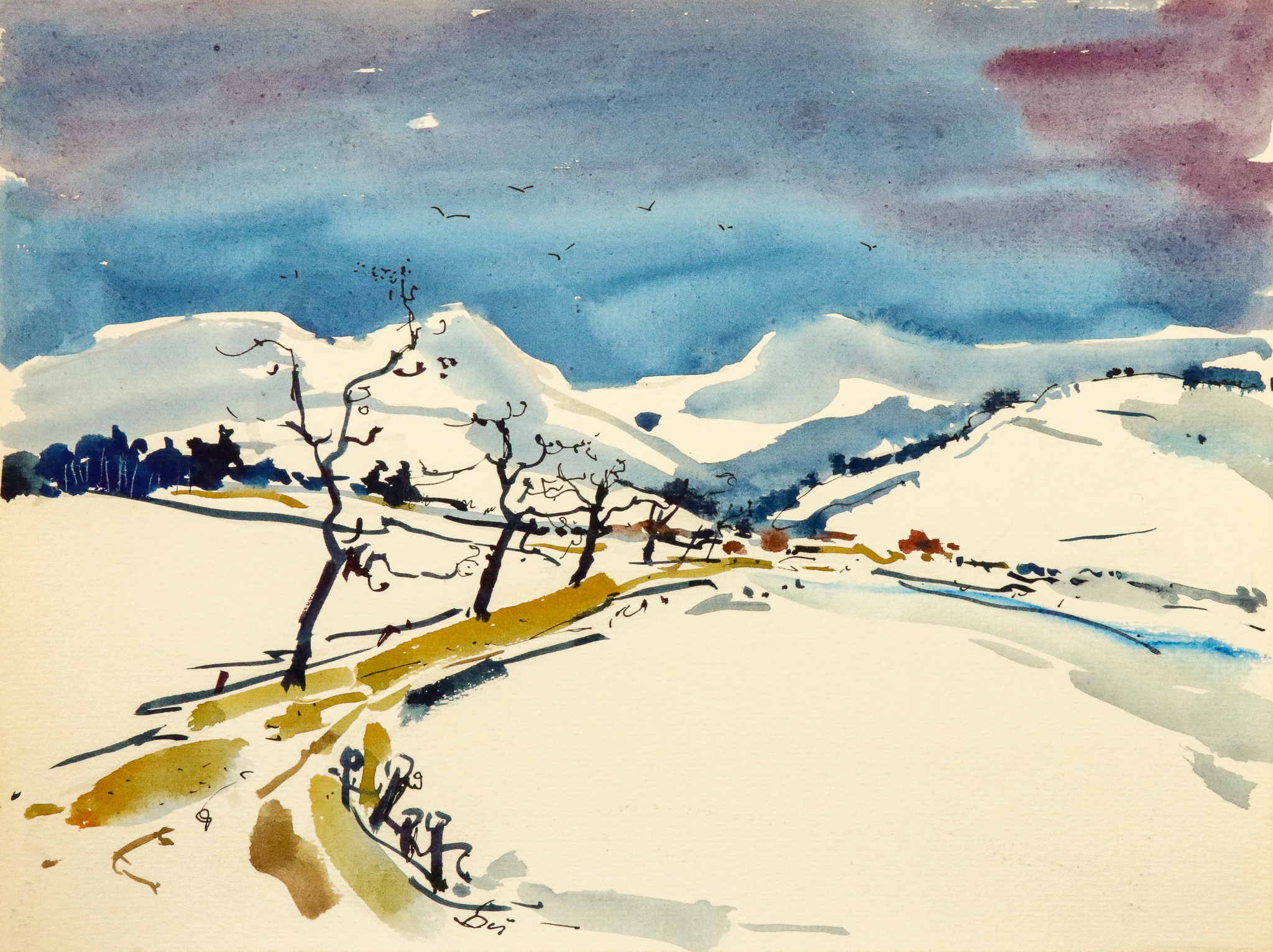 Winterlandschaft mit Feldweg